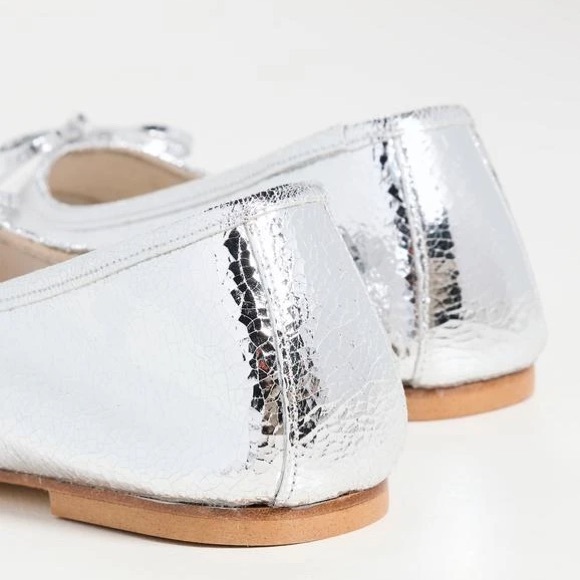 Freda Salvador Jada Square Toe metallic Silver Leather Shoes Ballet Flat Size 9 - Picture 4 of 16